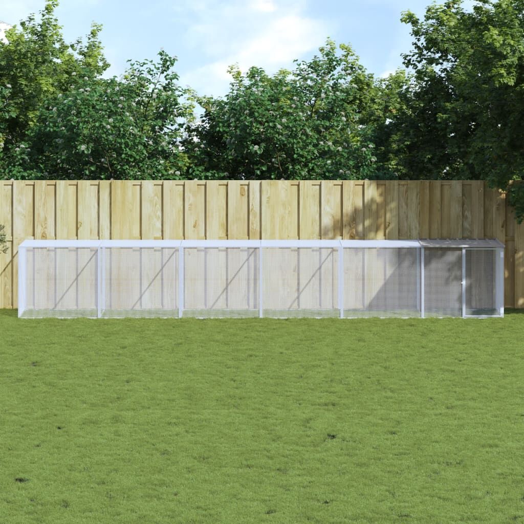 Vidaxl Gallinero Con Techo Acero Galvanizado Gris Claro 603x98x90 Cm_1
