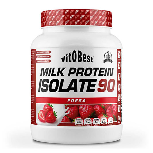 Milk Protein Isolate 90 - 1kg - Fresa - Proteína De Aislado De Suero Isolate - Vitobest_0
