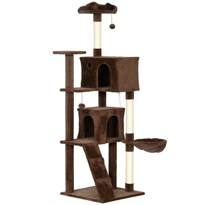 Pawhut Árbol Rascador Para Gatos 180 Cm Con Múltiples Plataformas Marrón_0