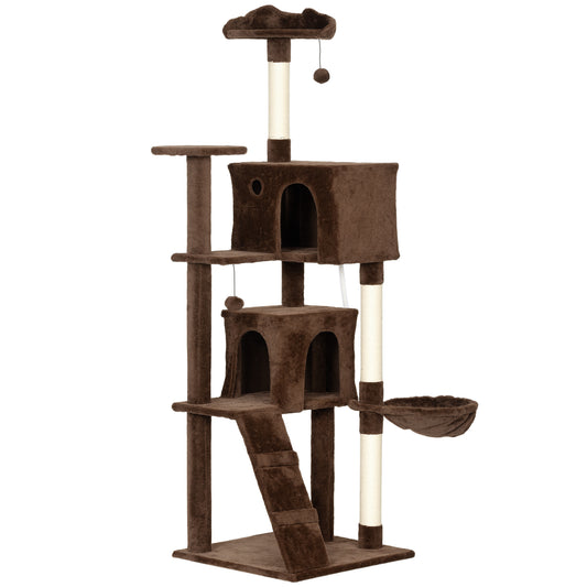 Pawhut Árbol Rascador Para Gatos 180 Cm Con Múltiples Plataformas Marrón_0
