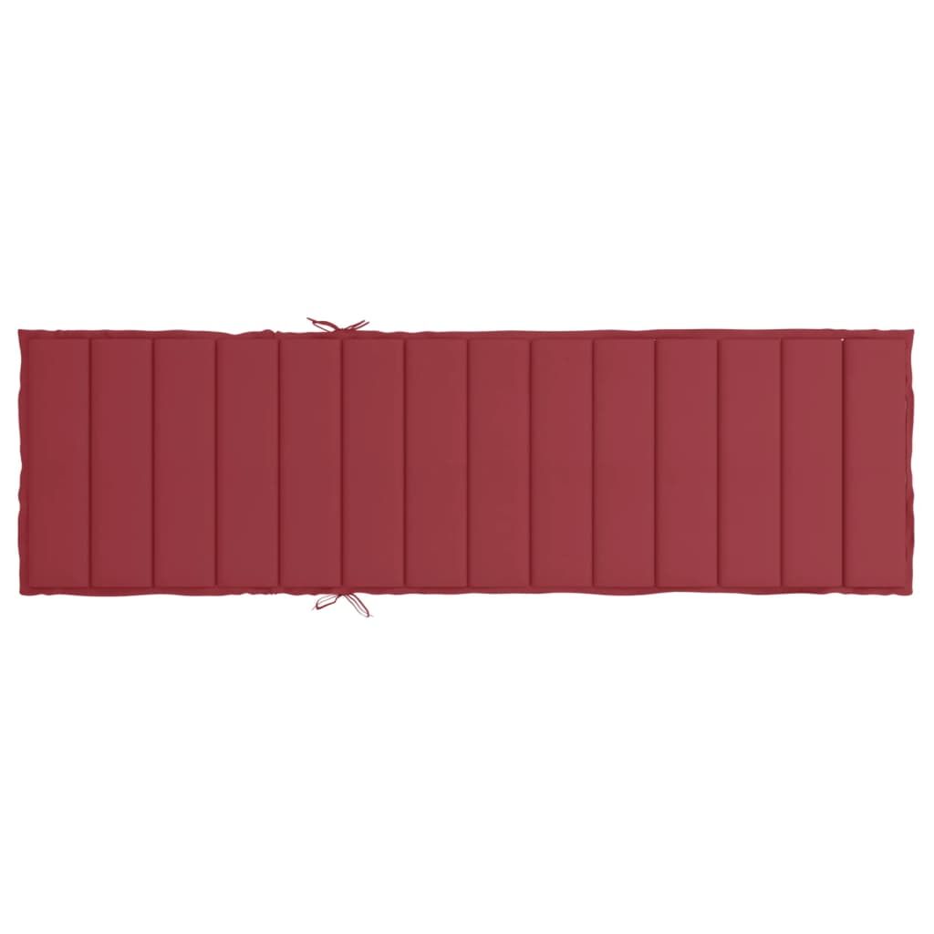 Vidaxl Cojín De Tumbona De Tela Oxford Rojo Tinto 200x50x3 Cm_4