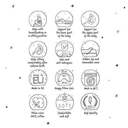 Cojín De Lactancia Huggy Basic Grey Stars