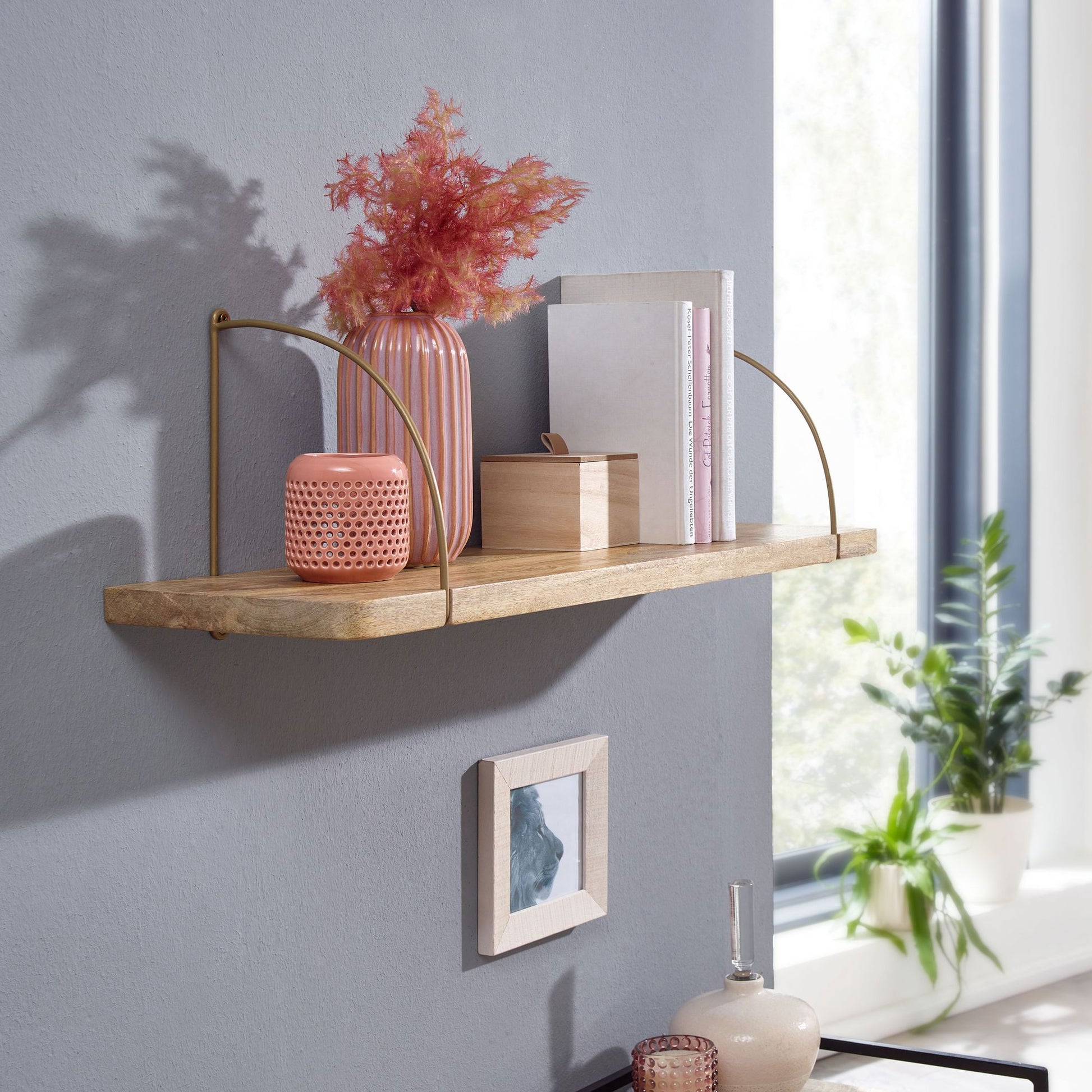 Estantería De Pared 60x25x22 Cm Madera Maciza De Mango Y Metal Industrial_1