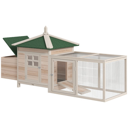 Pawhut Gallinero De Madera Con Caja Nido Espacio Para Correr 196x76x97cm Natural_0
