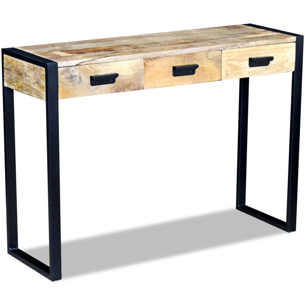 Mesa Consola Con 3 Cajones Madera Maciza De Mango 110x35x78 Cm_0