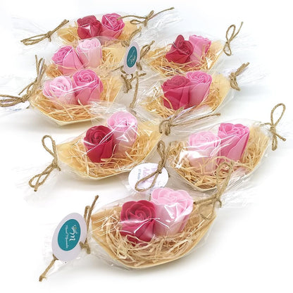 5 Barcas Con Flores Para Regalo Invitados (rosa) - Rosas De Jabón Para Baño Aromático. Detalle Original Para Eventos_0