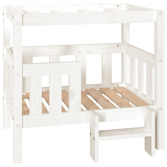 Vidaxl Cama Para Perros Madera Maciza De Pino Blanco 75,5x63,5x70 Cm_0