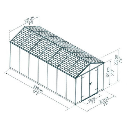 Cobertizo de jardín Rubicon 237x528 cm gris oscuro Canopia