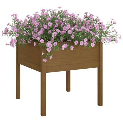 Jardinera De Madera Maciza De Pino Marrón Miel 70x70x70 Cm_2