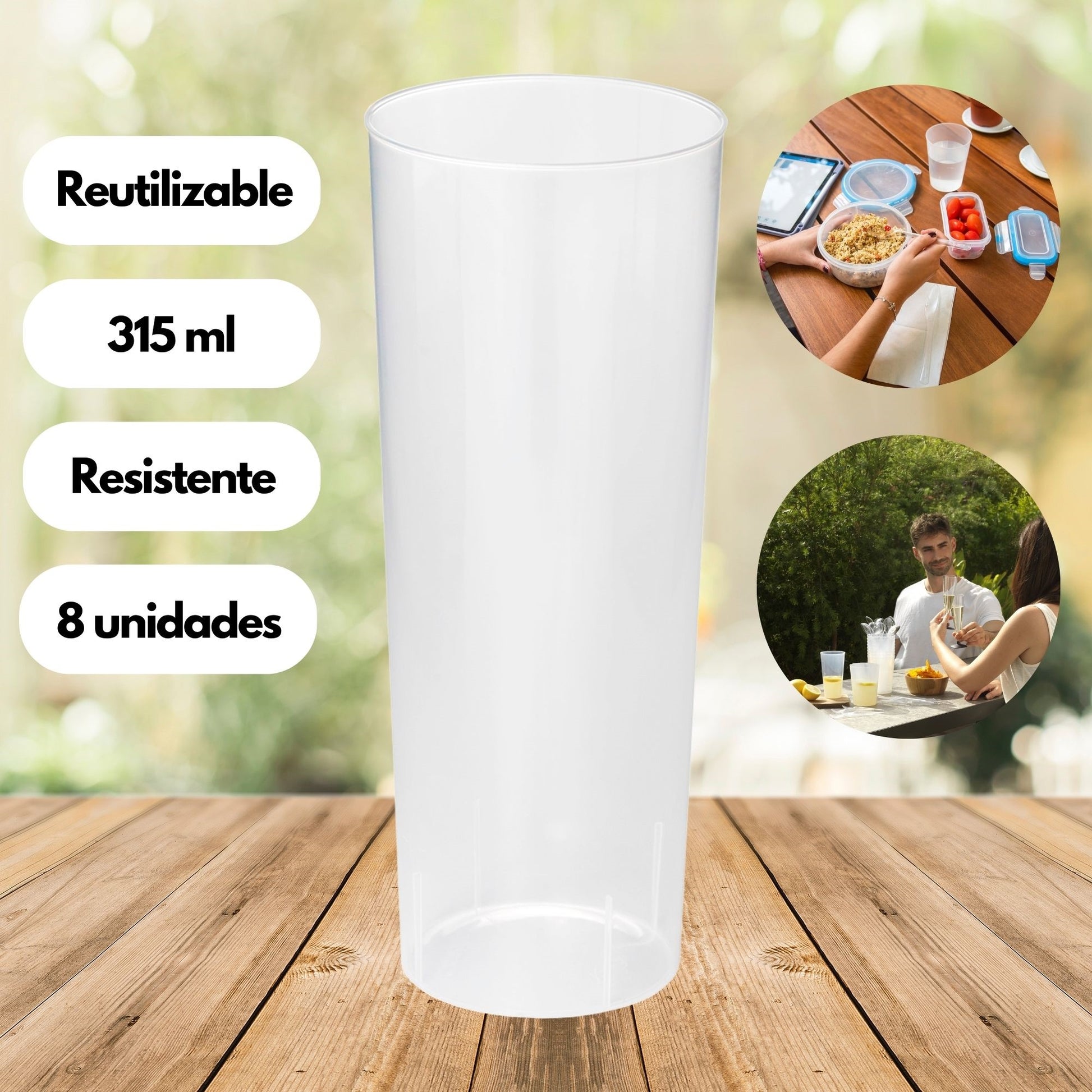 Pack De 96 Vasos Tubo Reutilizable 315ml