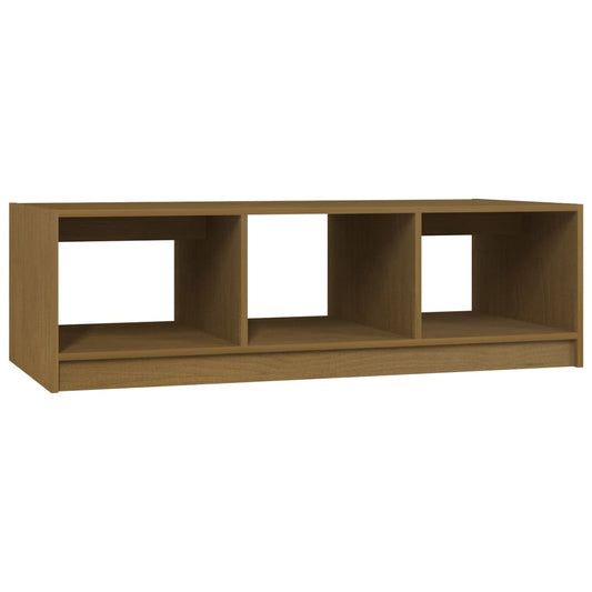 Mesa De Centro De Madera Maciza Pino Marrón Miel 110x50x34 Cm_0
