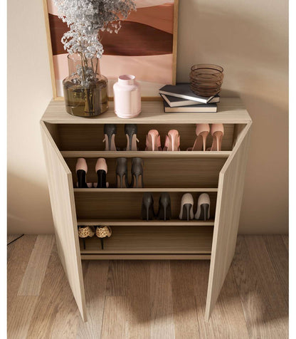 Zapatero 2 Puertas Modelo 513 Acabado Nogal Oscuro, 90x90x27 (alto X Ancho X Fondo)_2