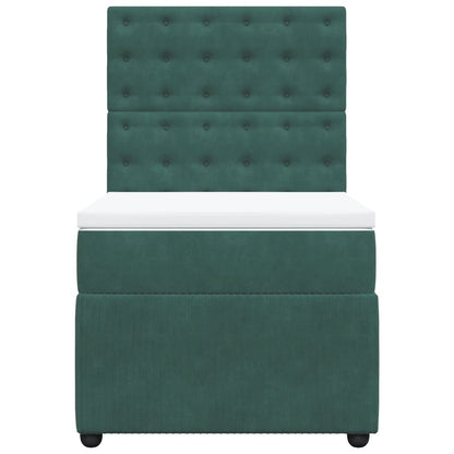 Cama Box Spring Con Colchón Terciopelo Verde Oscuro 90x190 Cm / Vetonek_3