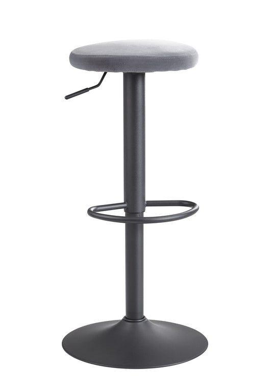 Taburete De Bar De Terciopelo Gris Oscuro Sin Respaldo 58 - 79 Cm_0