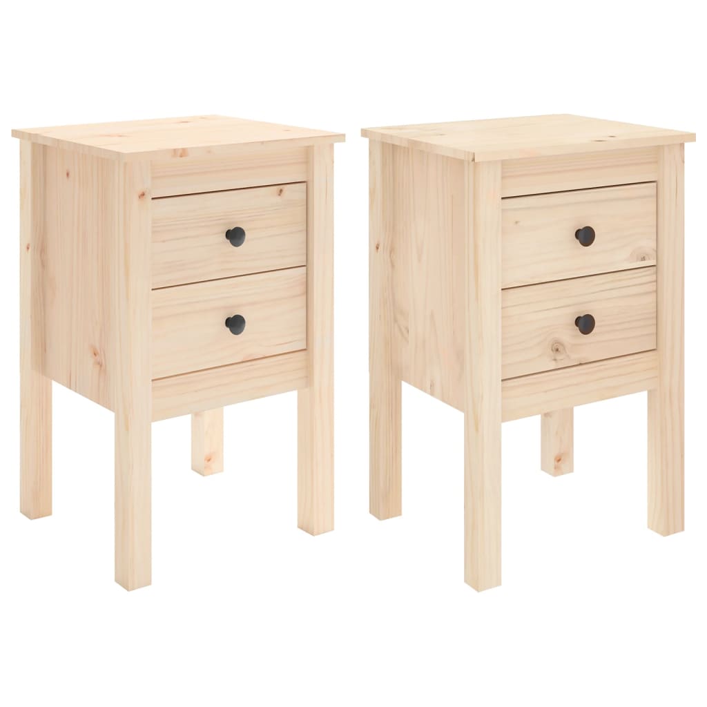 Mesitas De Noche 2 Uds Madera Maciza De Pino 40x35x61,5 Cm_0