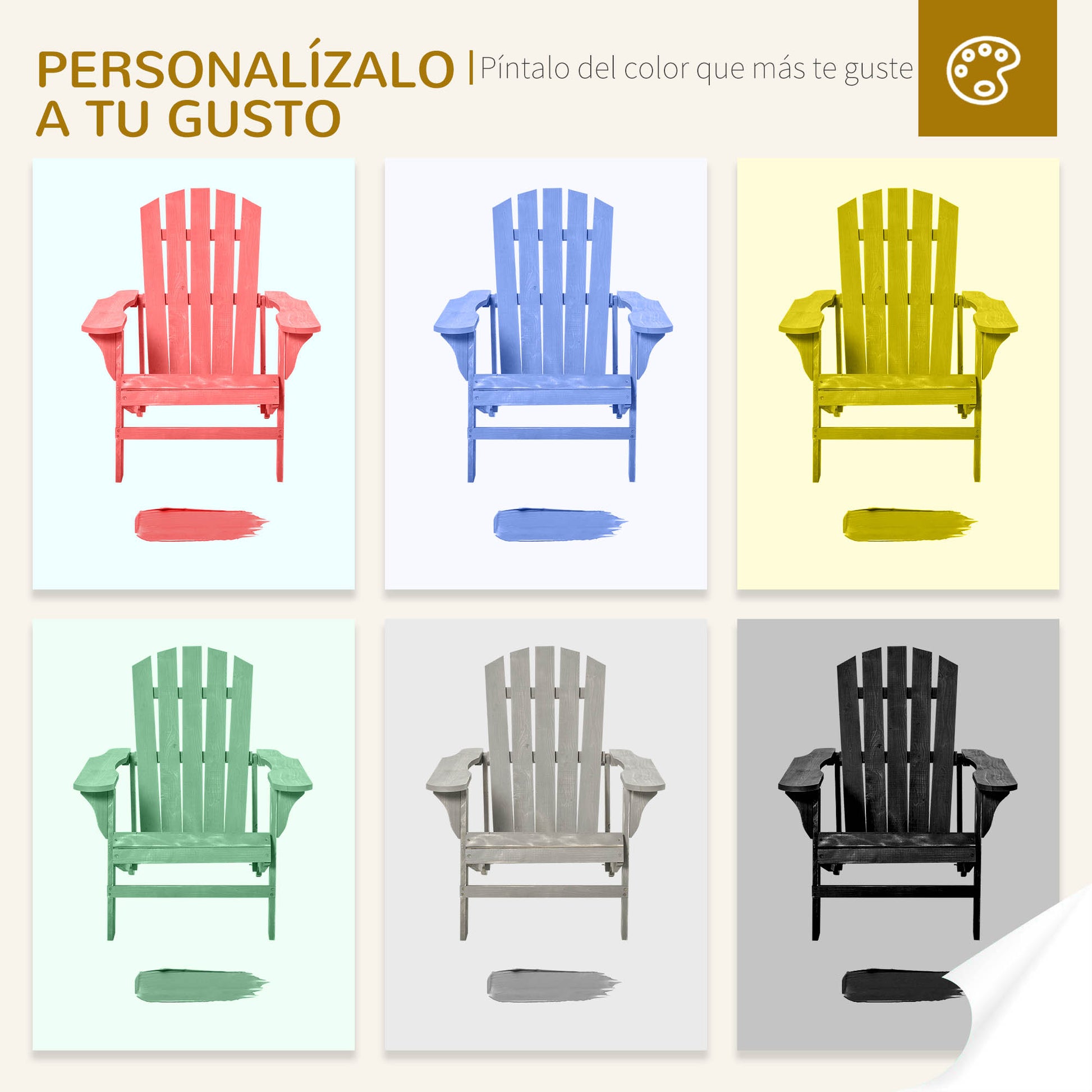 Outsunny Silla Adirondack De Madera Carga 150 Kg 78x89x88 Cm Gris Claro_5