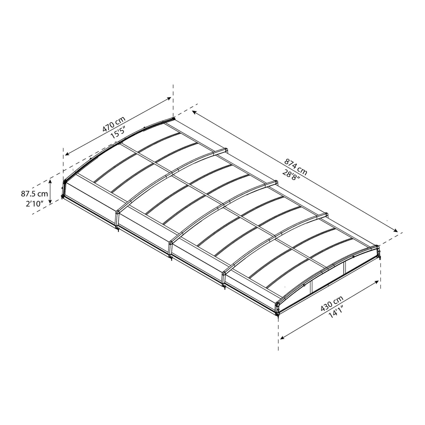 Cubierta teléscopica para piscinas Majorca 874x470 cm
