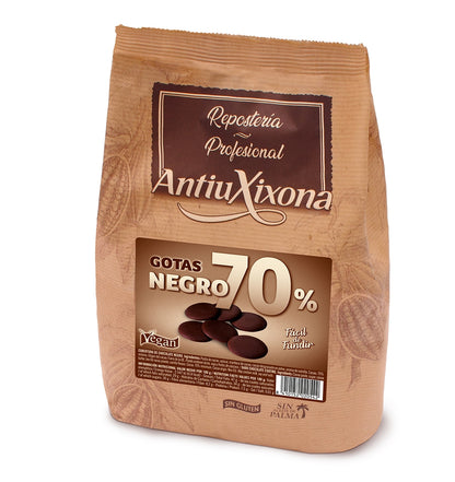 Gotas O Pepitas De Chocolate Negro, Cobertura Para Fundir: 70% Cacao 1kg - Antiu Xixona_1