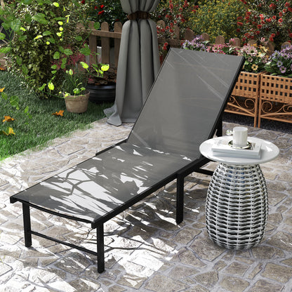 Outsunny Tumbona Jardín Exterior Con Respaldo Ajustable 166x60x84 Cm Gris_3