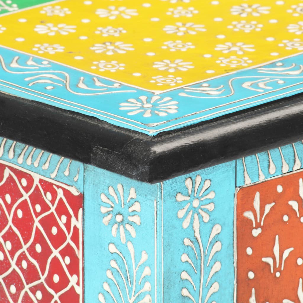Mesa Consola Pintada A Mano Madera Maciza De Mango 80x35x75 Cm_3