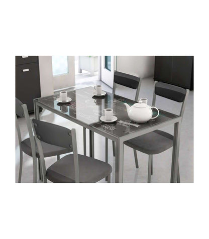 Mesa Para Cocina, Comedor Fija Md-coco Acabado Cristal Negro, 105cm(ancho) 75cm(altura) 60cm(fondo)._5