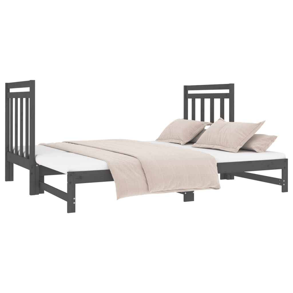 Sofá Cama Extraíble Madera Maciza De Pino Gris 2x(90x190) Cm / Vetonek_0