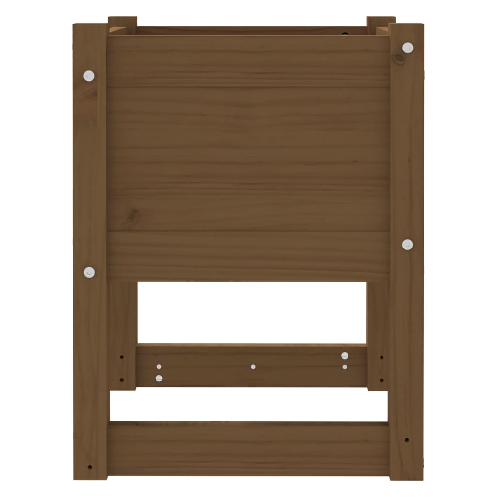 Jardinera 2 Uds Madera Maciza De Pino Marrón Miel 40x40x52,5 Cm_5