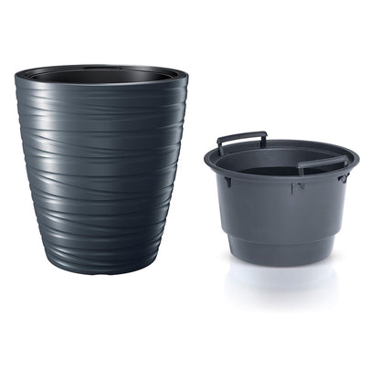 Maceta Con Deposito 16l Maze De Plastico En Color Antracita 29,6 (largo) X 29,6 (ancho) X 32,9 (alto) Cm_1