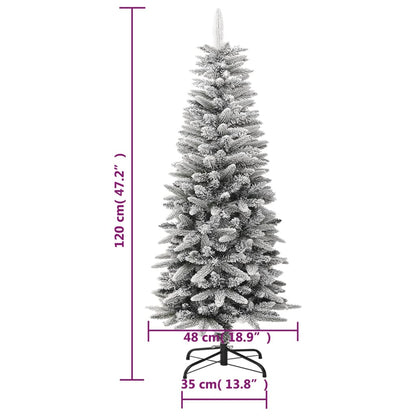 Vidaxl Árbol De Navidad Artificial Estrecho Con Nieve Pvc Y Pe 120 Cm_2