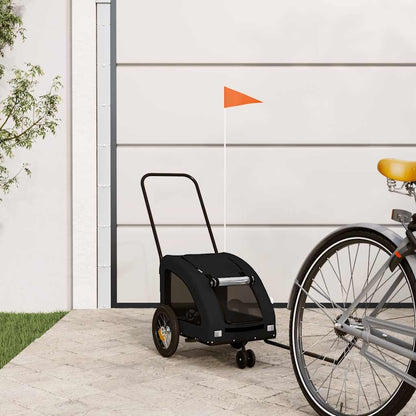 Vidaxl Remolque De Bicicleta Mascotas Hierro Tela Oxford Negro_1