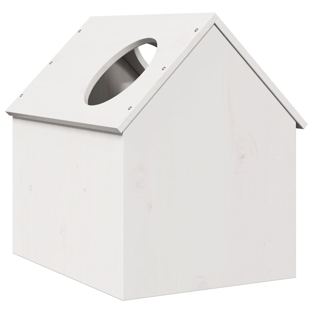 Casa Para Gatos Madera Maciza Pino Blanca 41x50x50 Cm_4