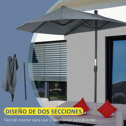 Outsunny Sombrilla De Pared Jardín 200x190x240cm Con Manivela Para Terraza Gris_5