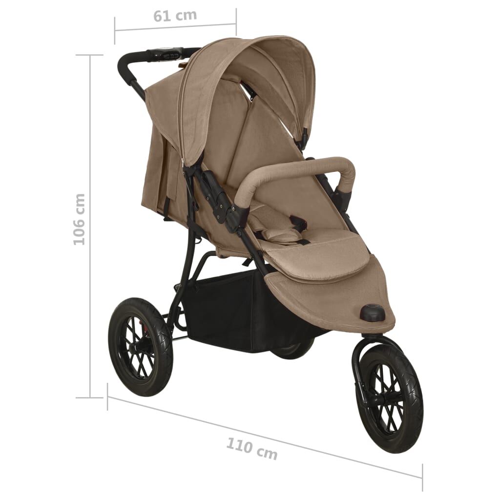 Vidaxl Cochecito De Bebé De Acero Gris Taupe_2