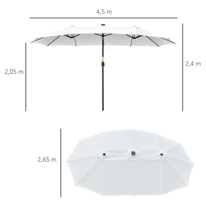 Outsunny Sombrilla Doble De Jardín Con 48 Luces Led Solar 450x265x240 Cm Crema_2