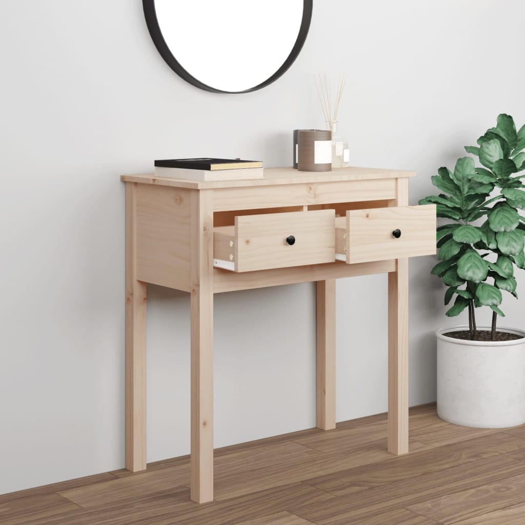 Mesa Consola Madera Maciza De Pino 70x35x75 Cm_1