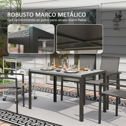 Outsunny Mesa De Comedor De Jardín De Ratán Sintético Con Estructura De Metal_5