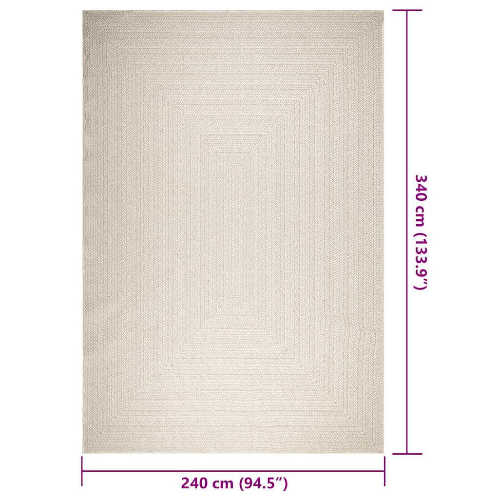 Vidaxl Alfombra Zizur Apariencia Yute Interior Exterior Crema_2