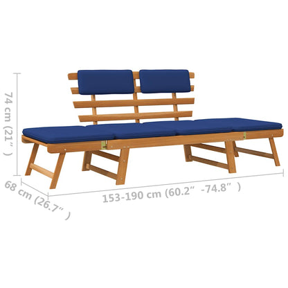 Vidaxl Banco De Jardín Con Cojines 2 En 1 190 Cm Madera Maciza Acacia_2