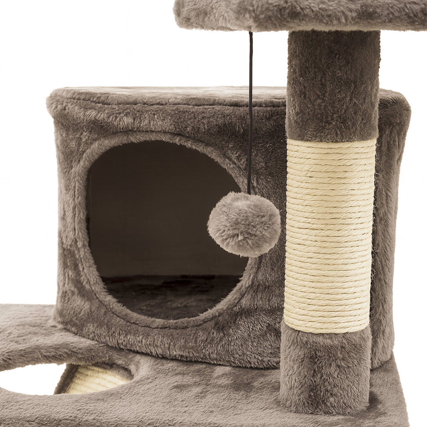 Torre Rascador Esquinero Para Gatos En 3 Niveles Gris 49x49x111cm Wuapu Modelo Prades_2