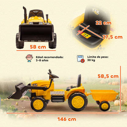Aiyaplay Tractor Eléctrico Para Niños Con Remolque Desmontable Y Pala Amarillo_2