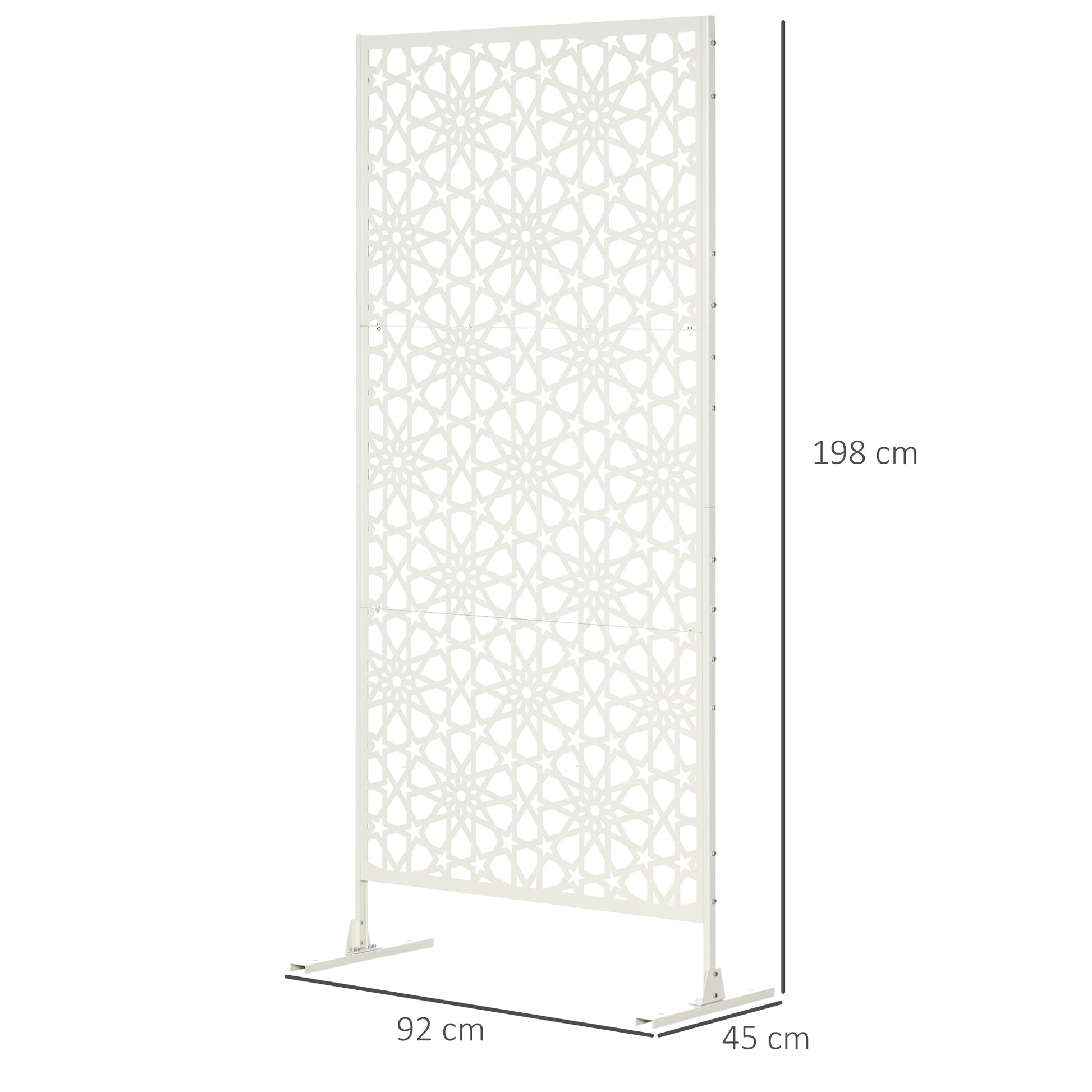 Outsunny Biombo Para Exterior De 3 Piezas Con Diseño De Copo De Nieve Blanco_2