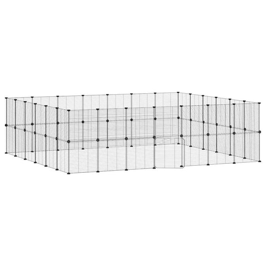 Vidaxl Jaula Para Mascotas De 52 Paneles Puerta Acero Negro 35x35 Cm_0