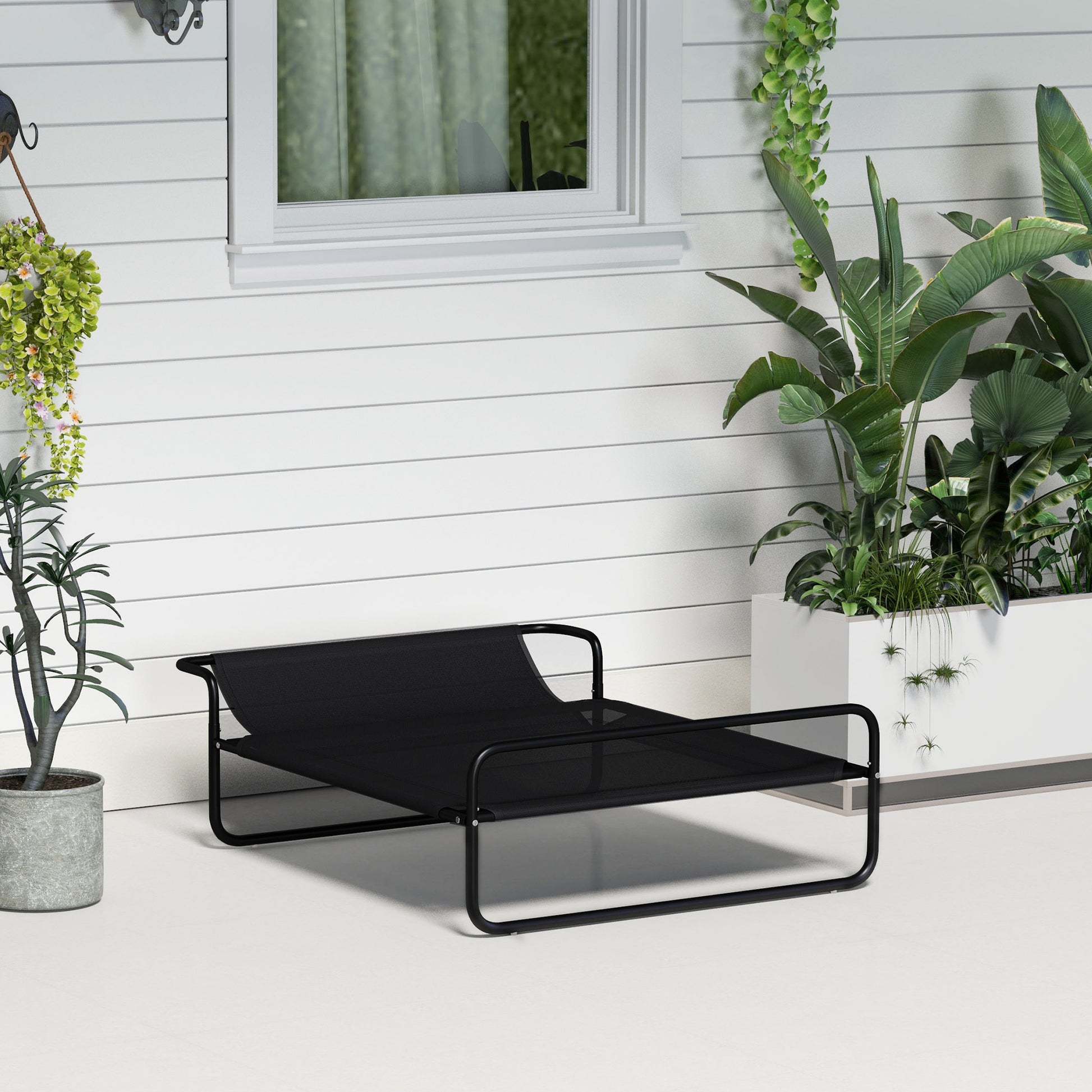 Pawhut Cama Elevada Para Perros Refrescante Y Transpirable 91x69x29 Cm Negro_1