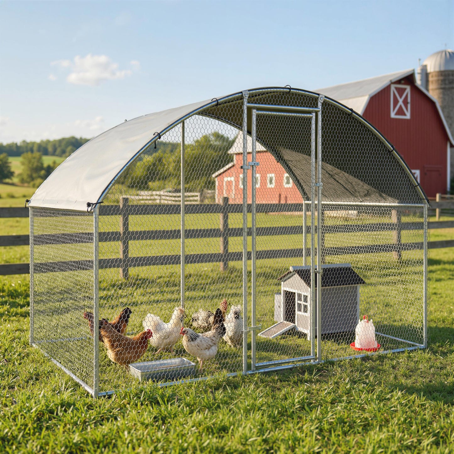 Pawhut Gallinero Para Exterior 2,8x1,7x1,9 M Para 5-8 Gallinas Plata_1