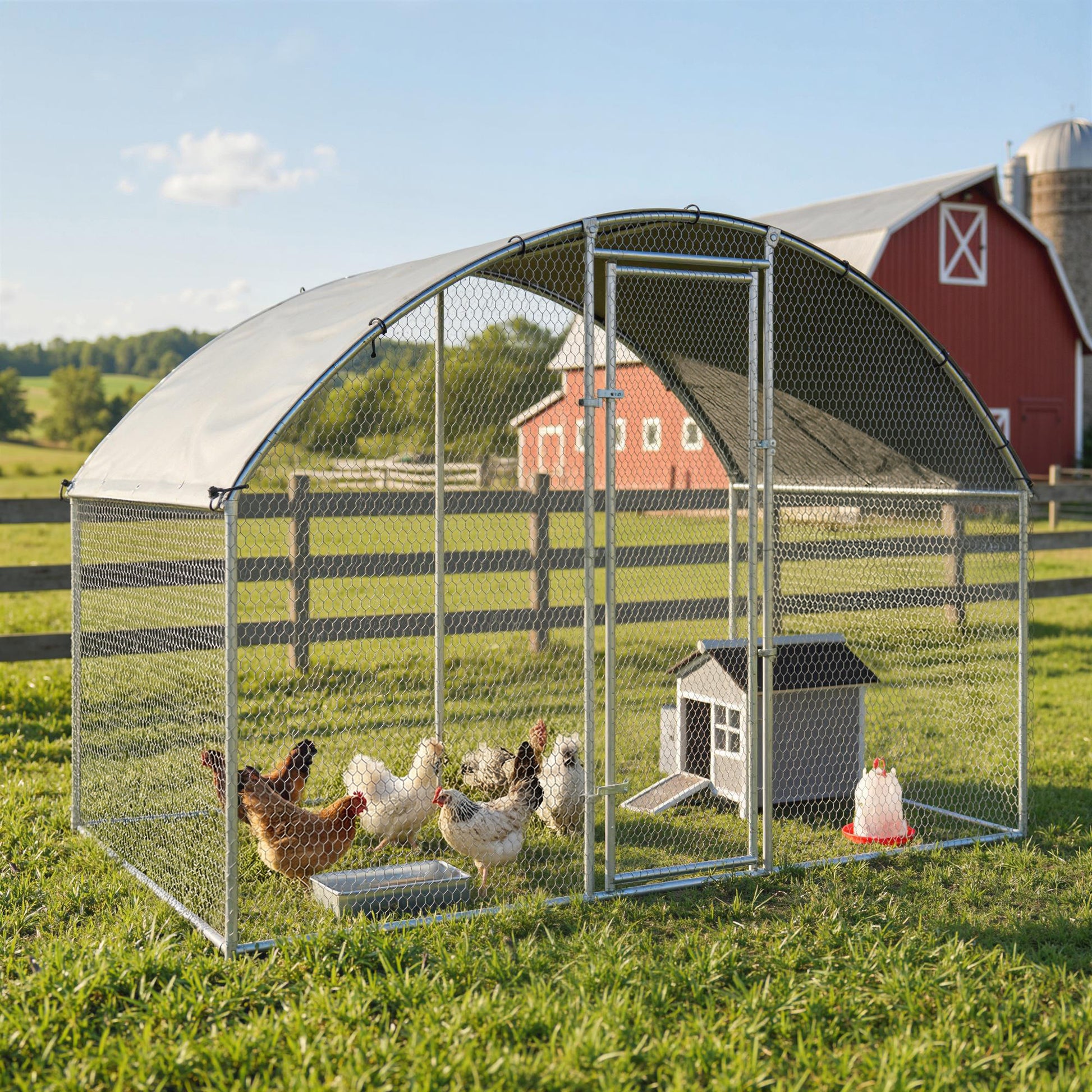 Pawhut Gallinero Para Exterior 2,8x1,7x1,9 M Para 5-8 Gallinas Plata_1