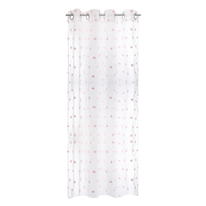 Wellhome Cortina Infantil Pompones Blanca Y Rosa_0