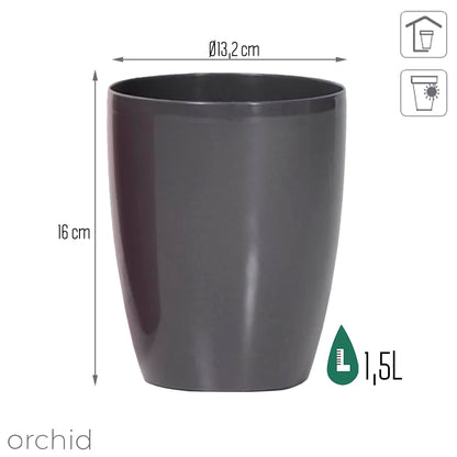 Maceta Coubi Orchid 1,5l., Dimensiones (mm) 132x132x160, Color Grafito_2