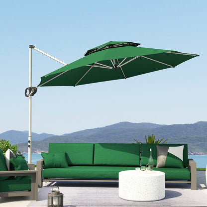 Outsunny Sombrilla De Jardín Ø292 Cm Con Manivela Inclinación Ajustable Verde_4