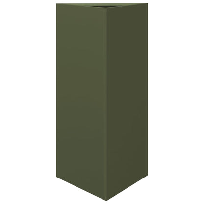 Jardineras Triangulares 2 Uds Acero Verde Oliva 40x34,5x75 Cm_4