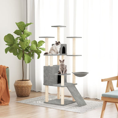 Vidaxl Rascador Para Gatos Con Postes De Sisal Gris Claro 154 Cm_1